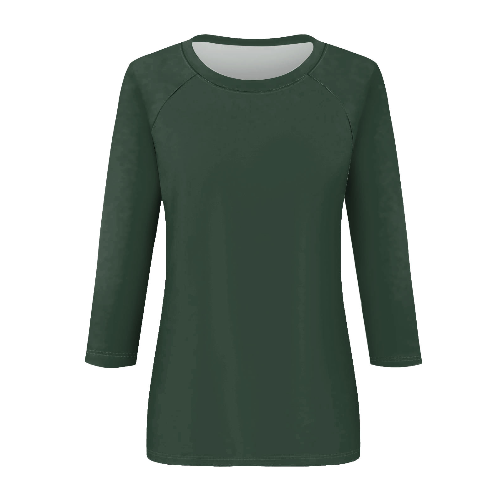 thumbnail image 4 of Camisa raglán informal de manga 3/4 para mujer, cuello redondo, poliéster, color liso, estilo informal y moderno, tallas S-XXL, 4 of 5
